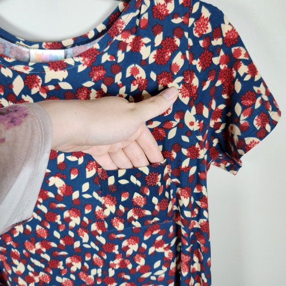 Lularoe Dress Womens XXS Red Blue Carly Swing Floral 4th of July Patriotic - Picture 4 of 9